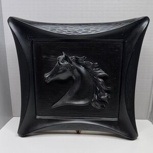 Vintage Estate Black Horse Bas-Relief Wall Art